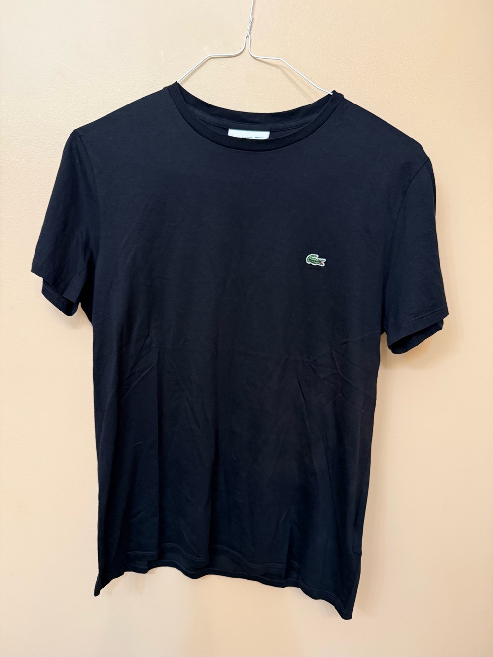 Lacoste Black Short Sleeve Crew Neck T-Shirt with Green Crocodile Logo